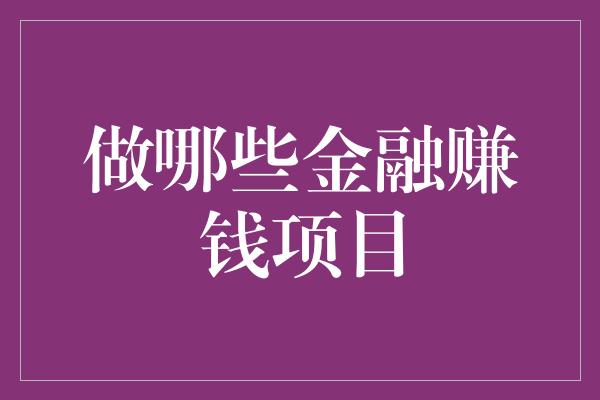 做哪些金融赚钱项目