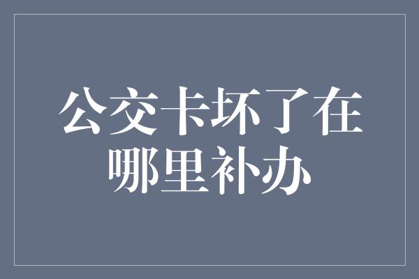 公交卡坏了在哪里补办