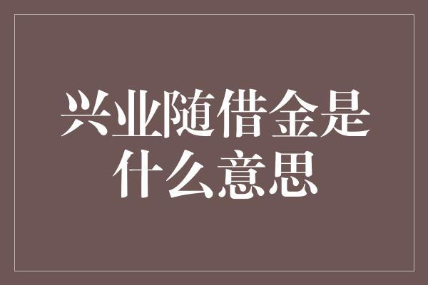 兴业随借金是什么意思