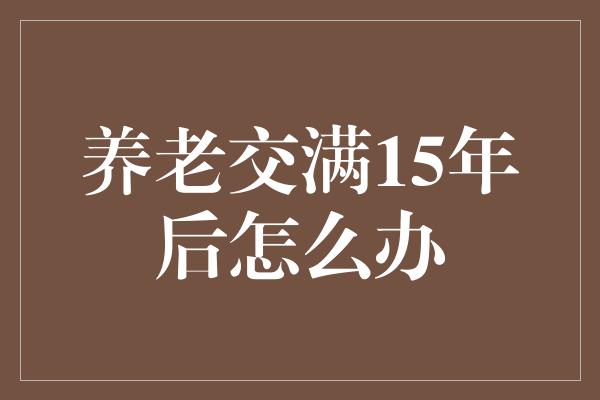 养老交满15年后怎么办