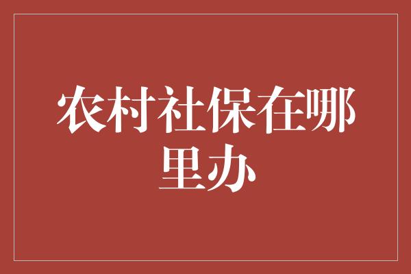 农村社保在哪里办