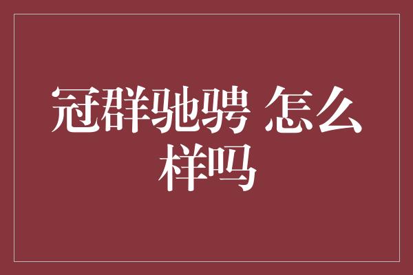 冠群驰骋 怎么样吗