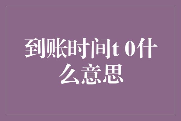 到账时间t 0什么意思