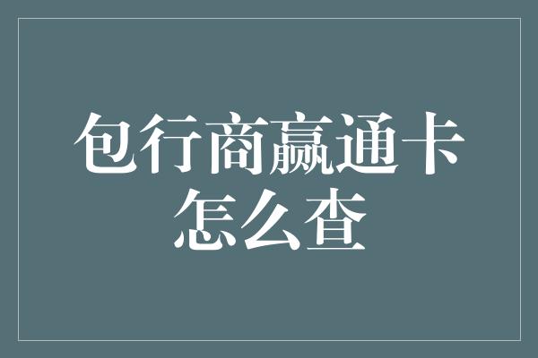 包行商赢通卡怎么查