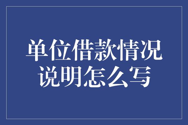 单位借款情况说明怎么写