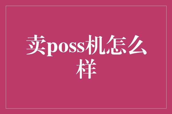 卖poss机怎么样