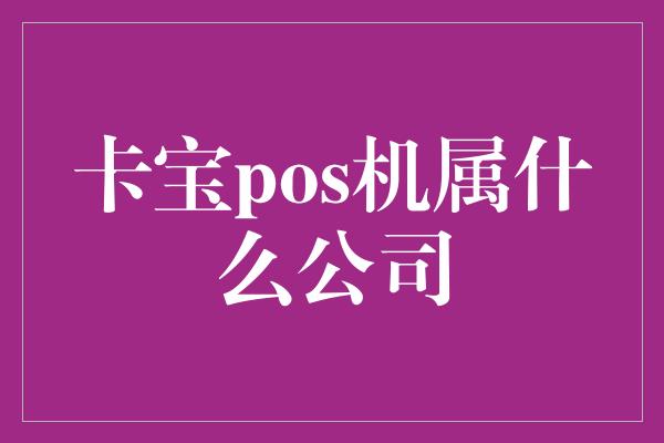 卡宝pos机属什么公司