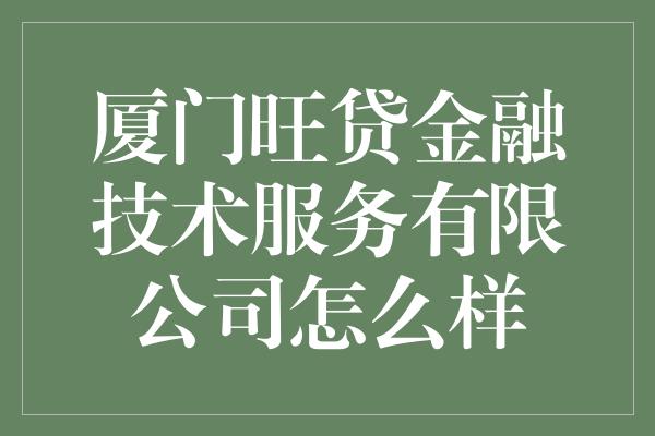 厦门旺贷金融技术服务有限公司怎么样