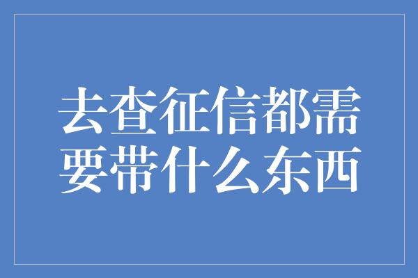 去查征信都需要带什么东西