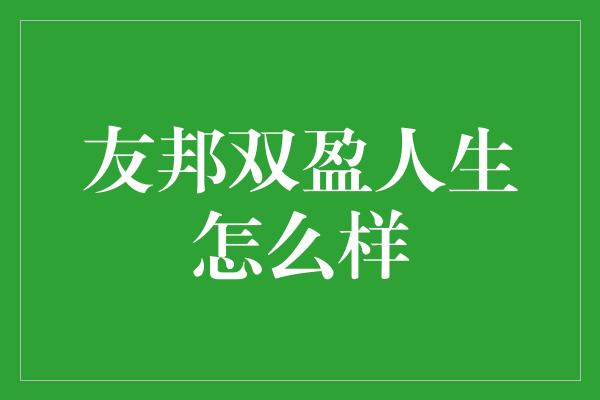 友邦双盈人生怎么样