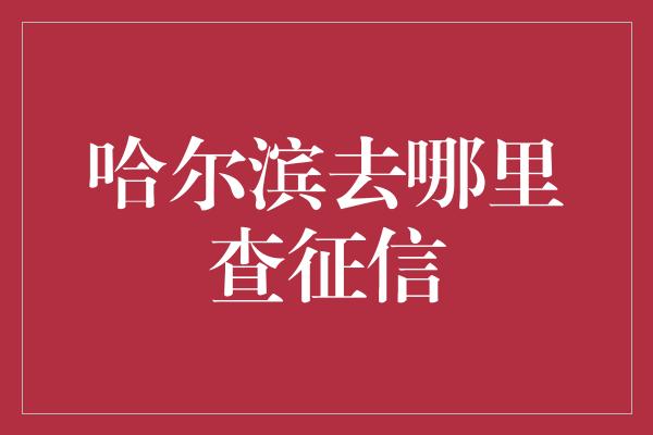 哈尔滨去哪里查征信