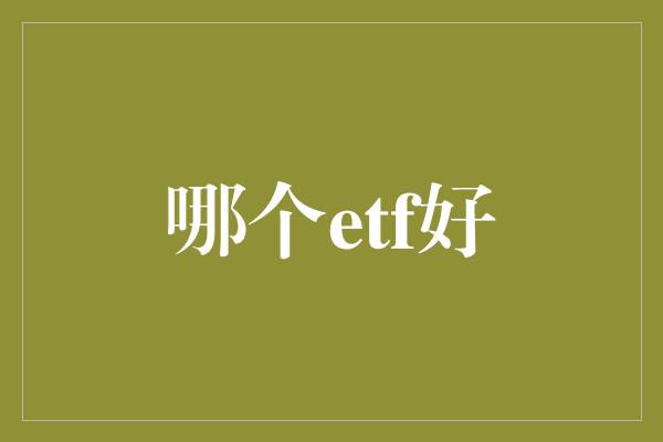 哪个etf好