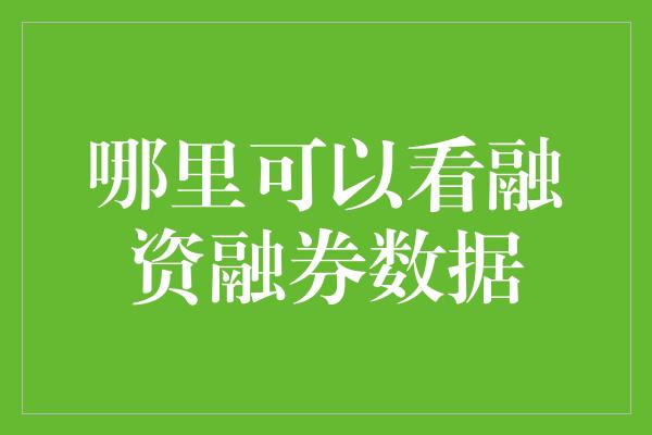 哪里可以看融资融券数据