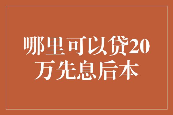 哪里可以贷20万先息后本