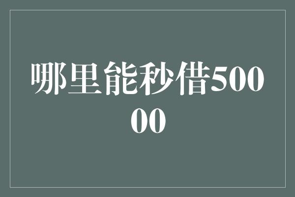 哪里能秒借50000