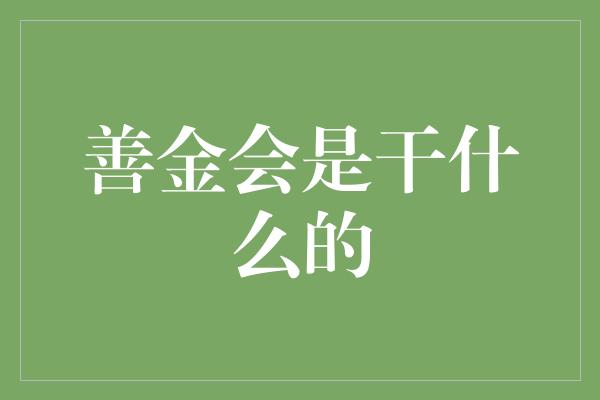 善金会是干什么的