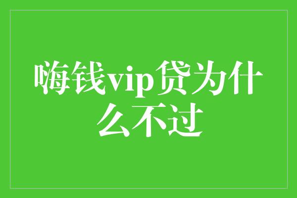 嗨钱vip贷为什么不过