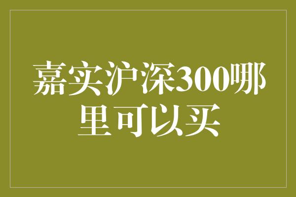 嘉实沪深300哪里可以买