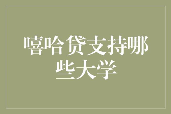 嘻哈贷支持哪些大学