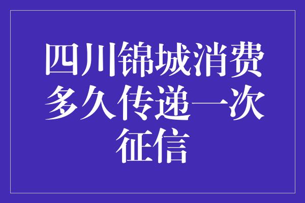 四川锦城消费多久传递一次征信