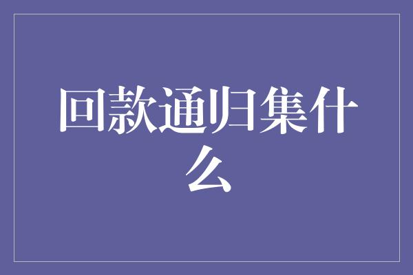 回款通归集什么