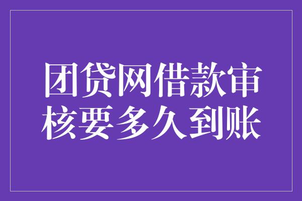 团贷网借款审核要多久到账