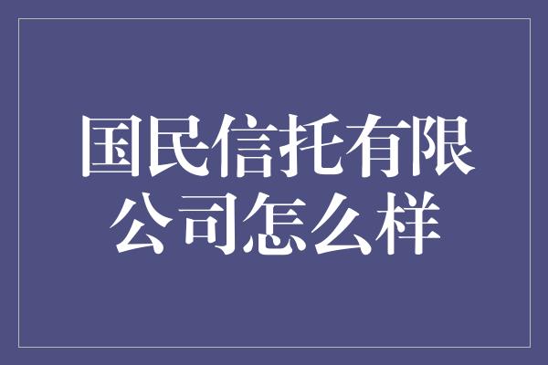 国民信托有限公司怎么样