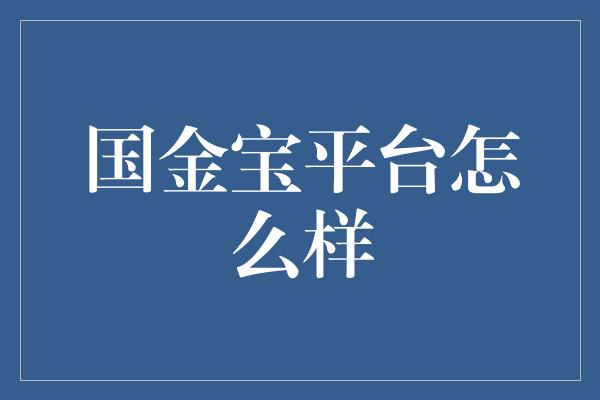 国金宝平台怎么样