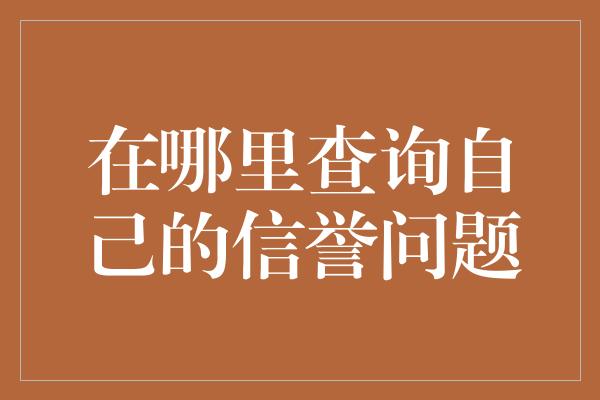 在哪里查询自己的信誉问题