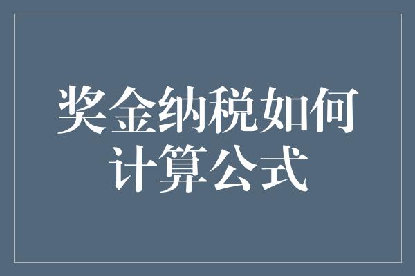 奖金纳税如何计算公式