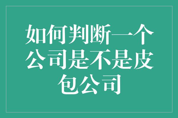 如何判断一个公司是不是皮包公司