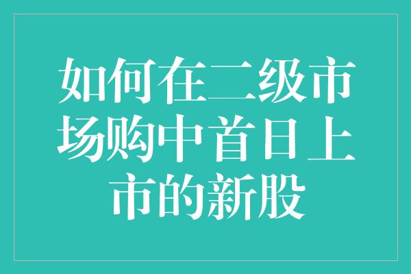 如何在二级市场购中首日上市的新股