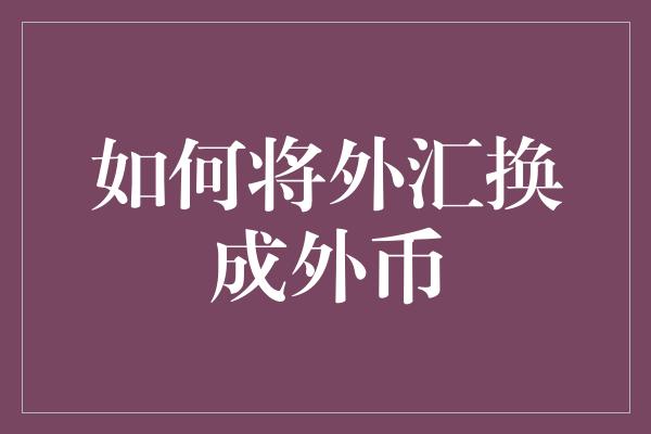 如何将外汇换成外币