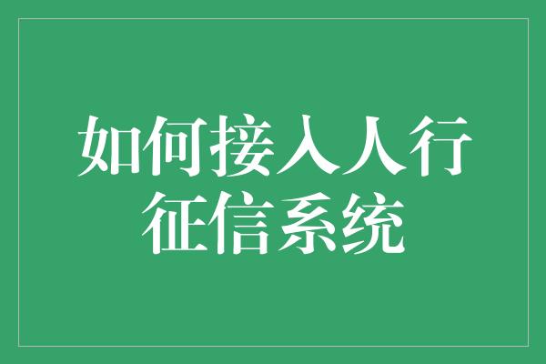 如何接入人行征信系统