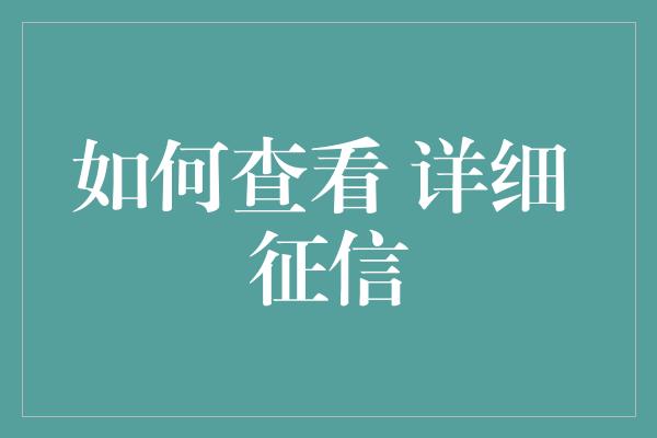 如何查看 详细 征信