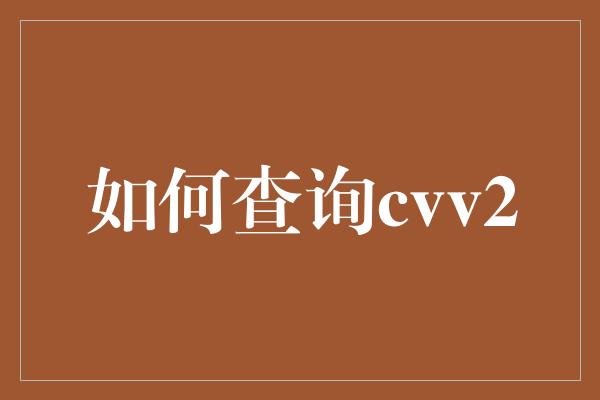 如何查询cvv2