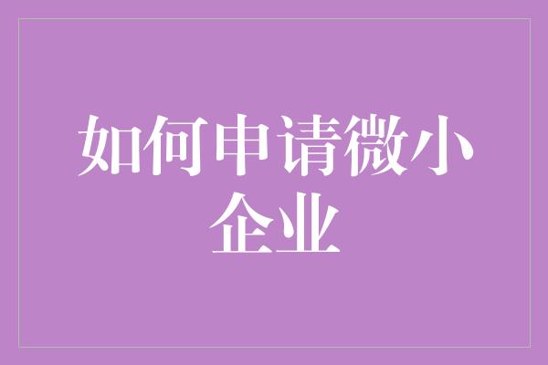 如何申请微小企业