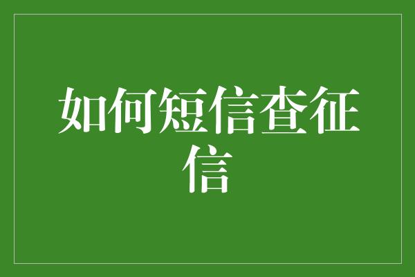 如何短信查征信