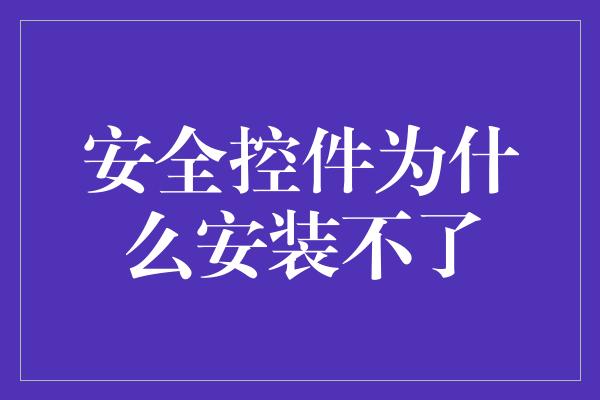 安全控件为什么安装不了