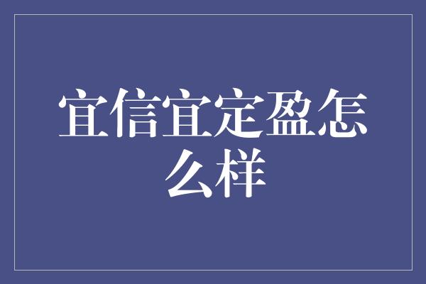 宜信宜定盈怎么样