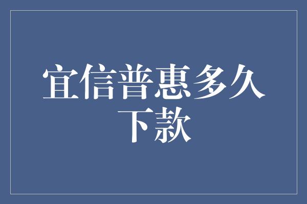 宜信普惠多久下款