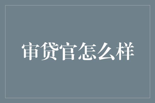 审贷官怎么样