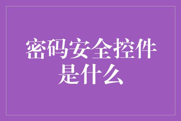 密码安全控件是什么