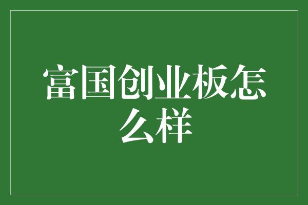 富国创业板怎么样