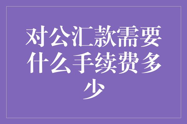 对公汇款需要什么手续费多少