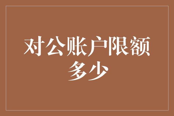 对公账户限额多少