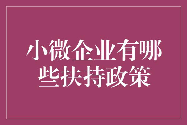 小微企业有哪些扶持政策