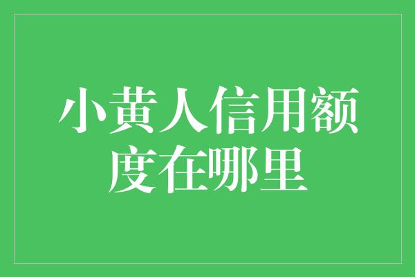 小黄人信用额度在哪里