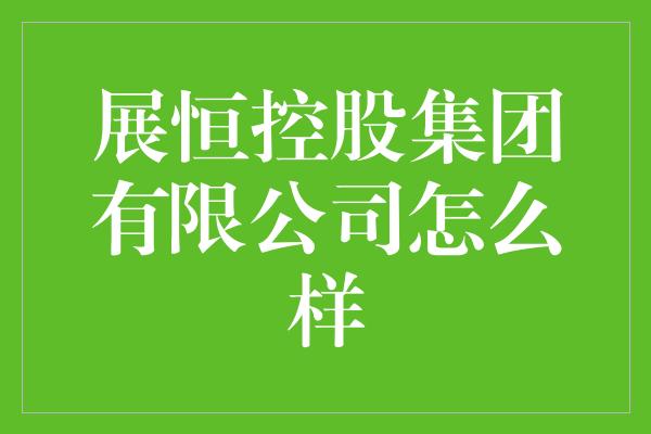 展恒控股集团有限公司怎么样