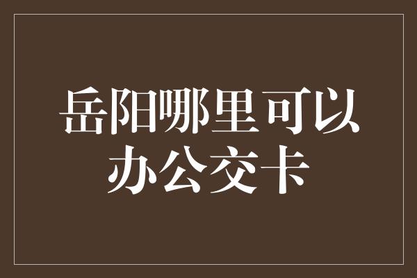 岳阳哪里可以办公交卡